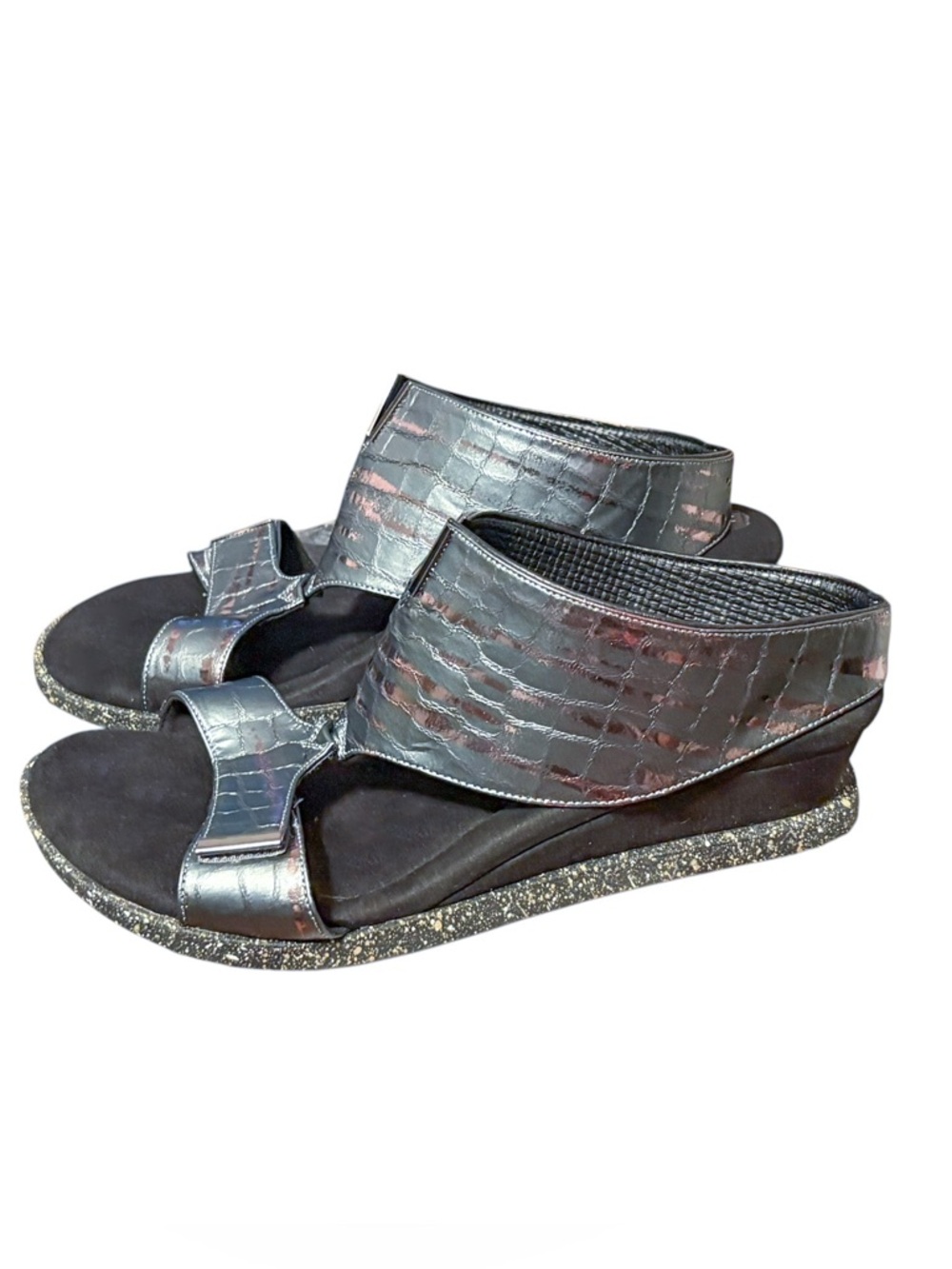 Modzori Kleo 6 - Metallic Teal Flips to Black Wedge Sandals - Picture 10 of 14